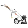 Orange, silver and gray Husqvarna electric single head walk-behind concrete grinder with handle extended