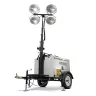 White Generac Mobile towable light tower with a generator and a black vertical mast