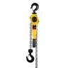 Yellow and black Ingersoll Rand 3 ton Come-Along Tool with silver chain and black hooks