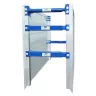 Silver and blue Speedshore aluminum trench box