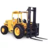 yellow rough terrain forklift product shot side view