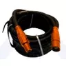 black coiled cable with orange ends product shot
