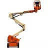 orange extended articulating boom lift product shot