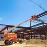 Straight Boom Lift in Construction Site