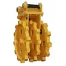 yellow compaction wheel attachment for excavator